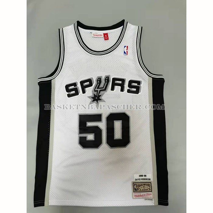 Maillot San Antonio Spurs David Robinson NO 50 Mitchell & Ness 1998-99 Blanc